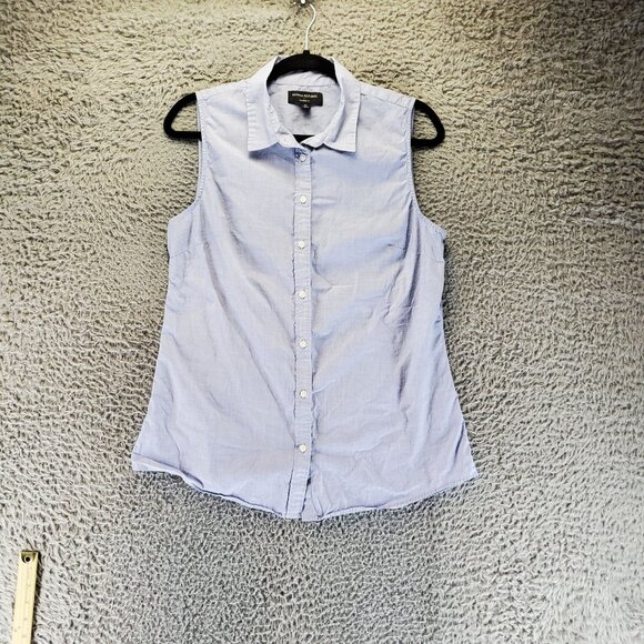 Banana Republic Top Womens Size 12 Light Blue Sleeveless Button-Down Chambray - Picture 1 of 8